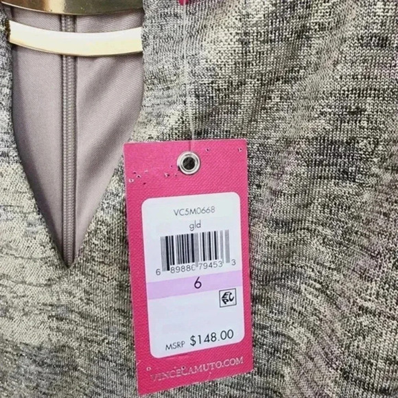 NWT‎ Vince Camuto Womens Long Sleeve Midi Dress Size 6 Gold Printed - Picture 6 of 10